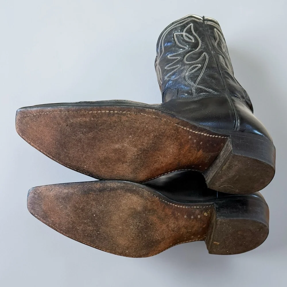 1960s • Acme Classic Western • Men’s 12 B • Vintage Cowboy Boots Cloth Pulls - Picture 8 of 8